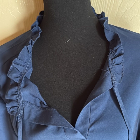 Floral Embroidered Navy Blue Women's Top - Picture 5 of 7